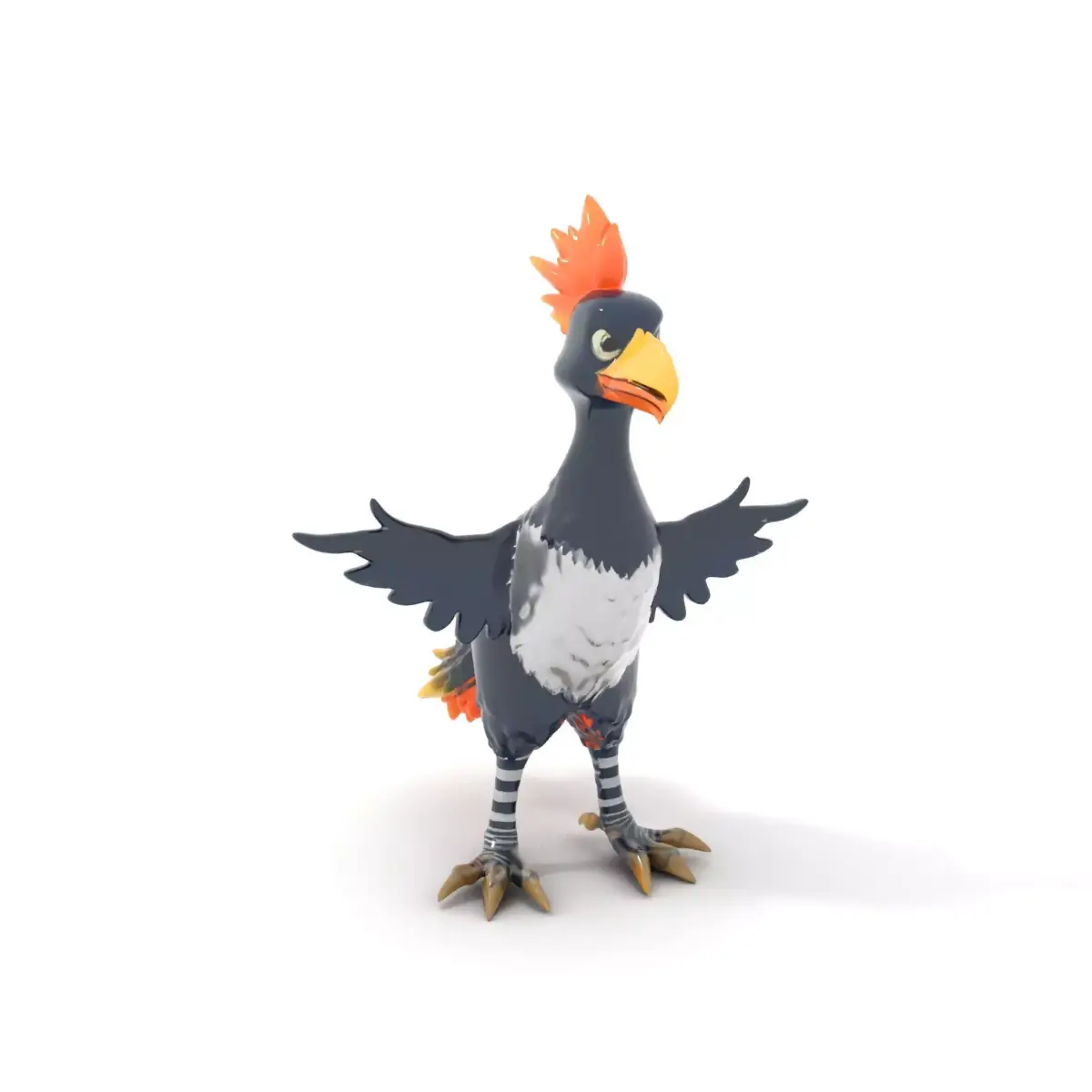 Vibrant Crested Bird Character Rigged and Animated Model Low-poly 3D model