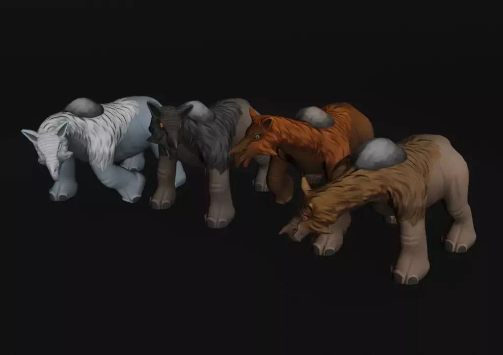 Stylized Paraceratherium Fantasy Creature Rigged Game Ready Low-poly 3D model