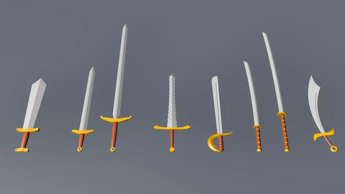 Small Set of Low Poly Melee Weapons Low-poly 3D model