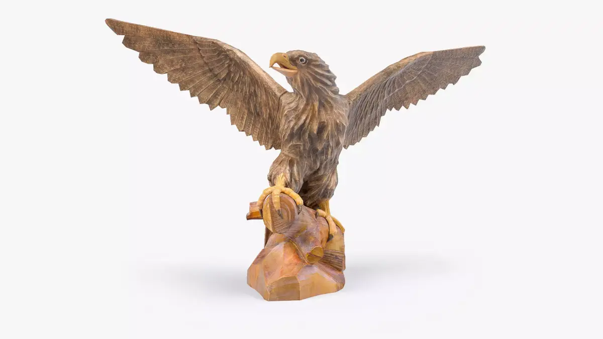 3D Wooden Eagle Sculpture Low-poly 3D model