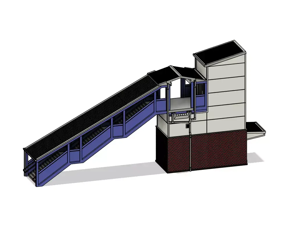 Model Railway Modern Footbridge with Lift Central Steps Add-on 3D print model