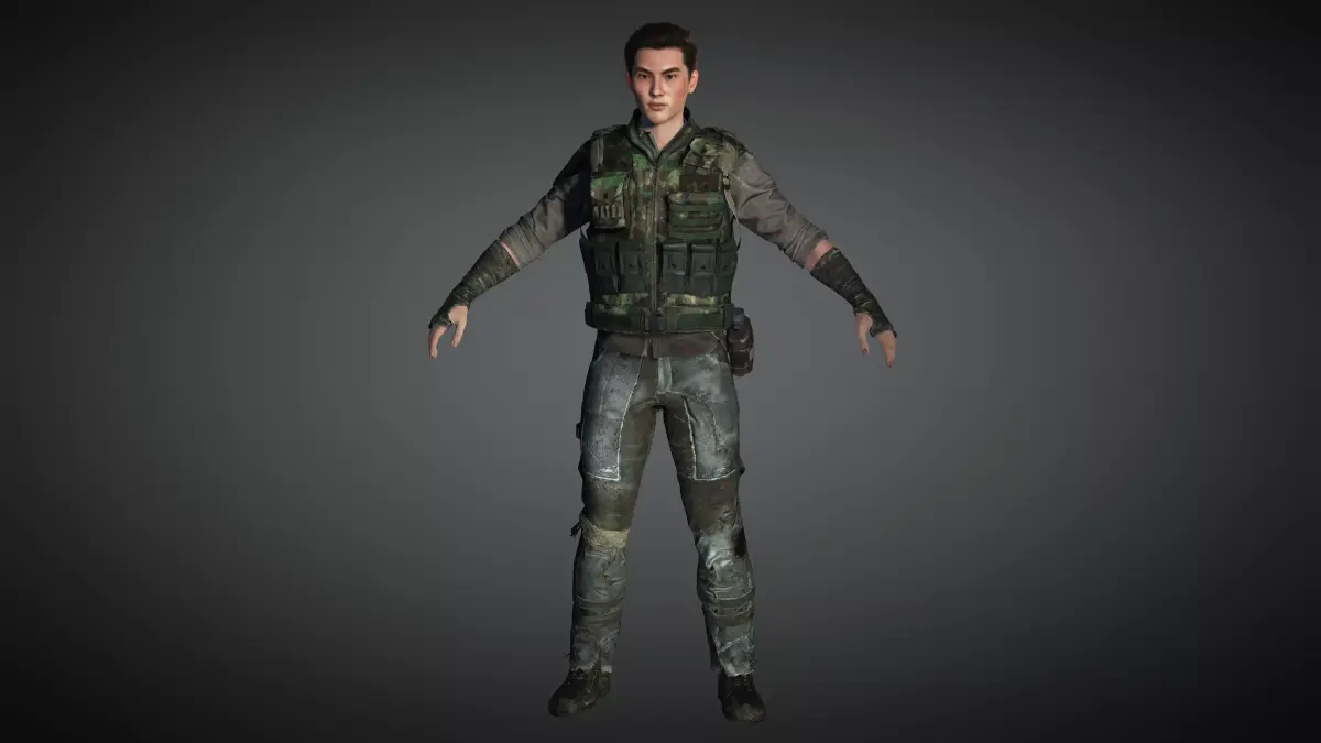 AAA Apocalypse Male Character 08 Low-poly 3D model