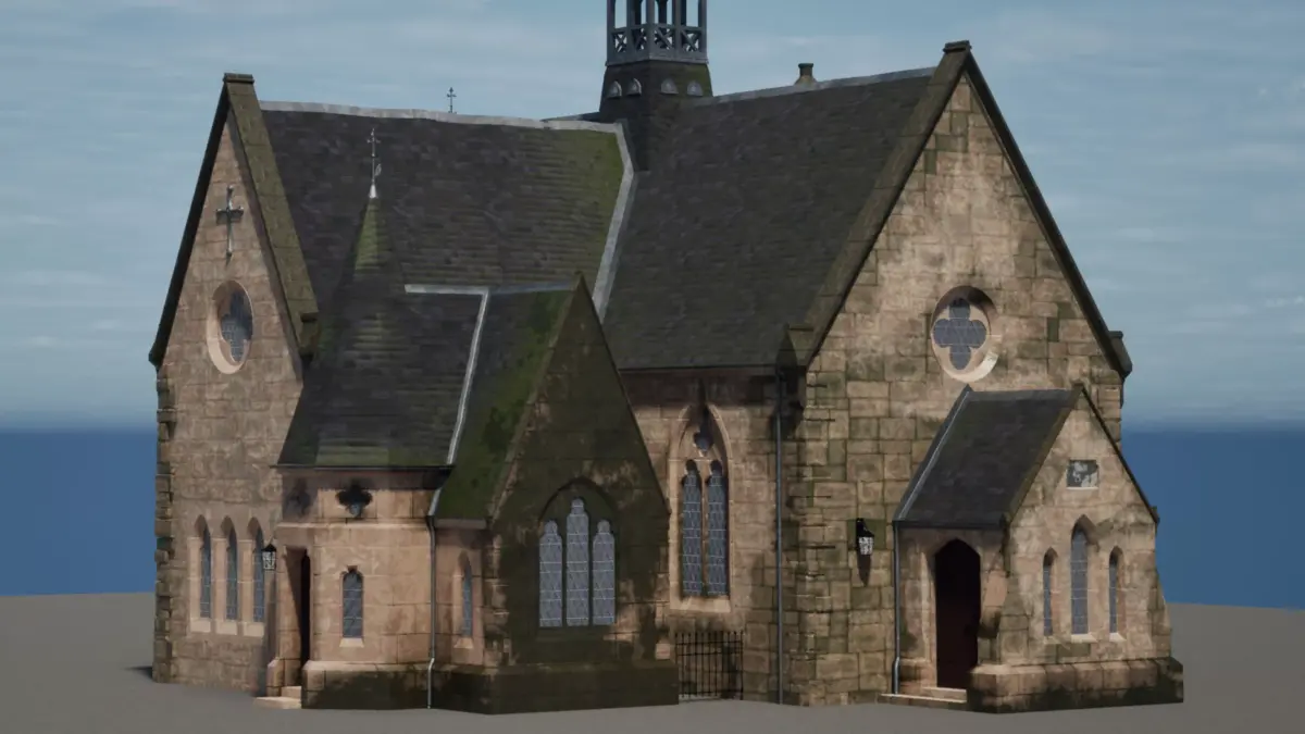 Victorian Modular Church Only For UE5 Low-poly 3D model