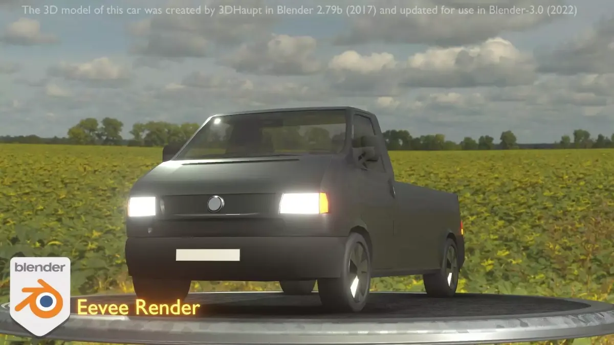 City Car 4 Commercial Pickup 3500 Type-C Black Low-poly 3D model
