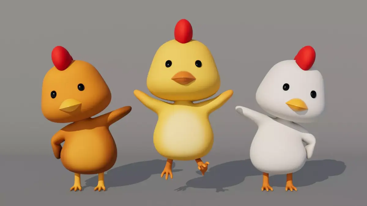 Rigged Cartoon Chicken Low-poly 3D model
