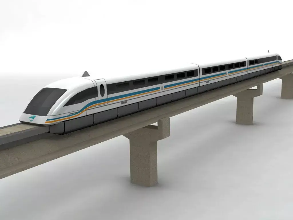 Transrapid Shanghai Train and Track  Low-poly 3D model