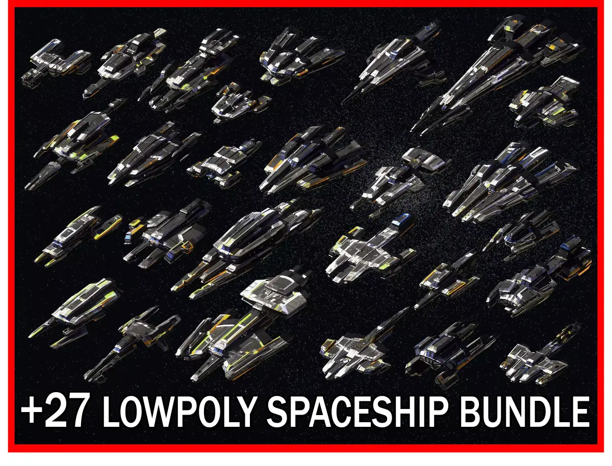 27 Lowpoly Sci-Fi Spaceship Kitbash Bundle Pack Bundle Package purchase