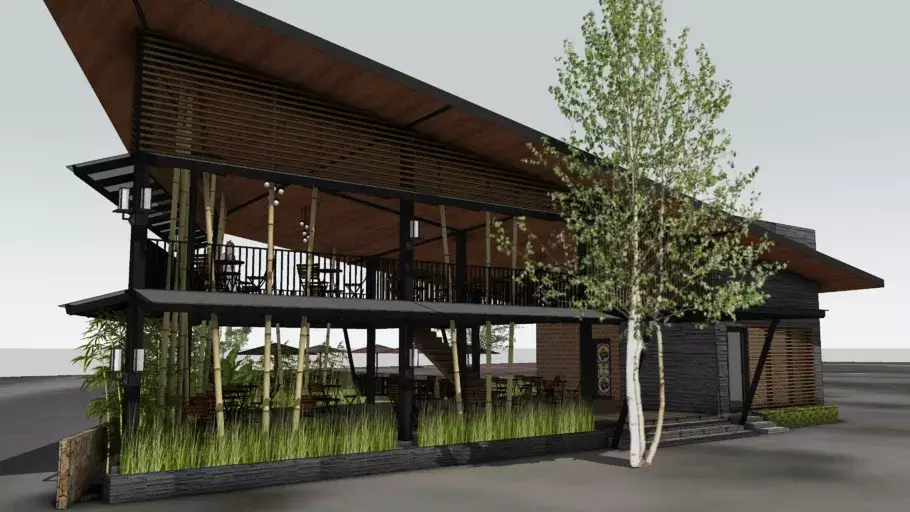 3D model sketchup of luxury coffee shop  and contemporary design 3D model