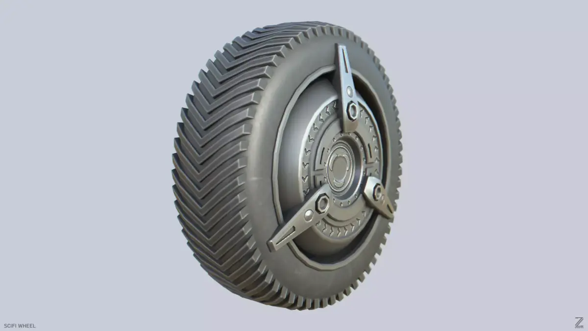 Scifi wheel Low-poly 3D model