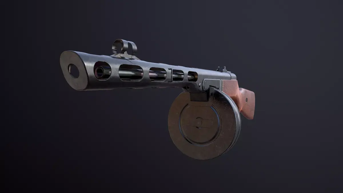 Soviet submachine gun PPSh  Low-poly 3D model