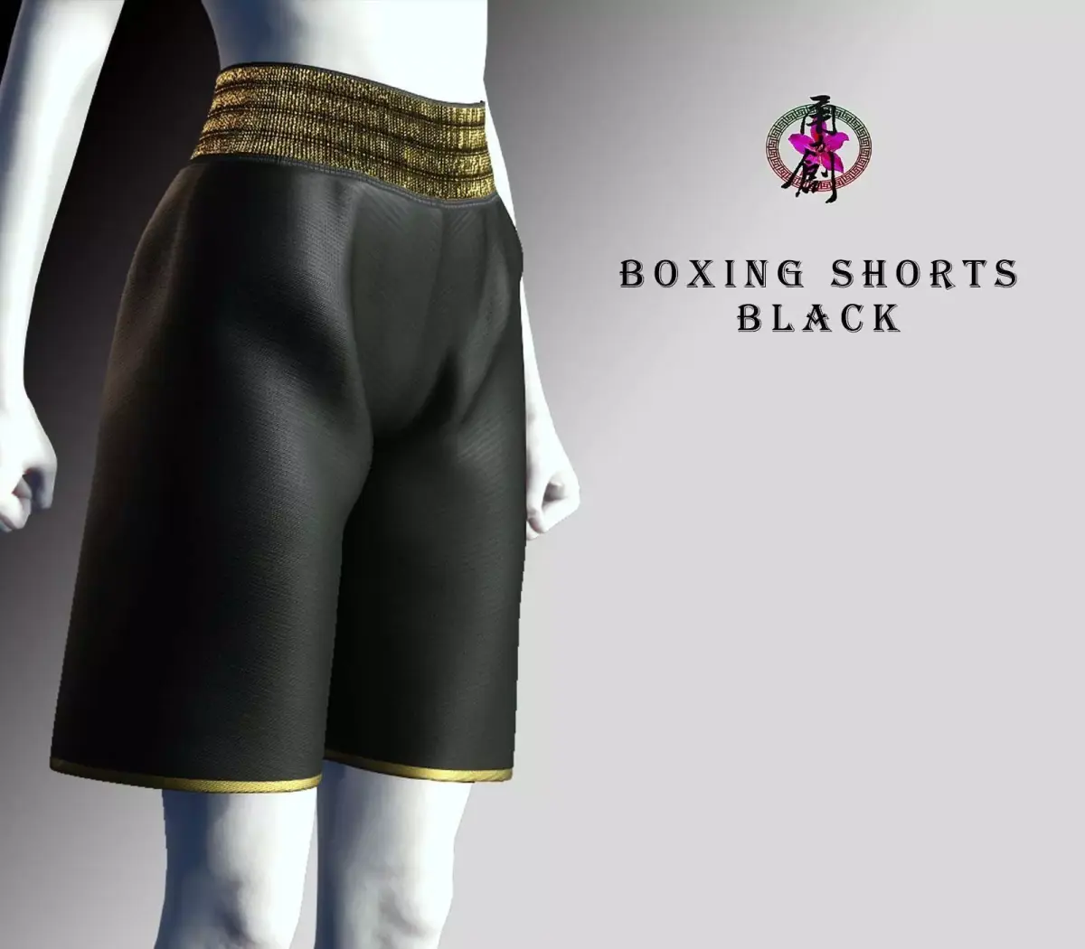 Boxing Shorts - Black Low-poly 3D model