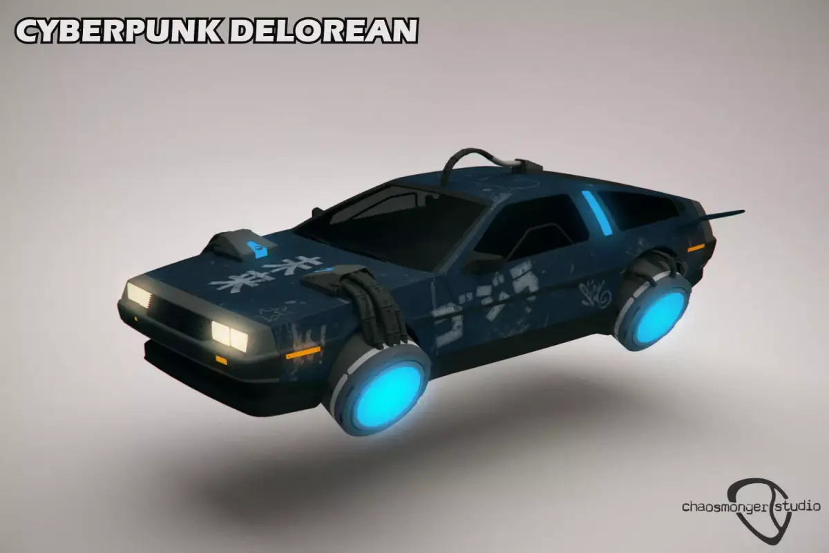 Cyberpunk Flying Car DeLorean Free 3D model