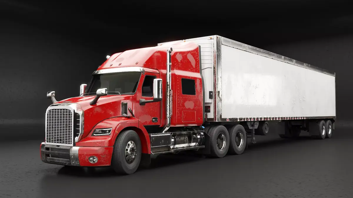 Generic Semi Truck Sleeper Cab  Refrigerated Trailer - Rusted 3D model