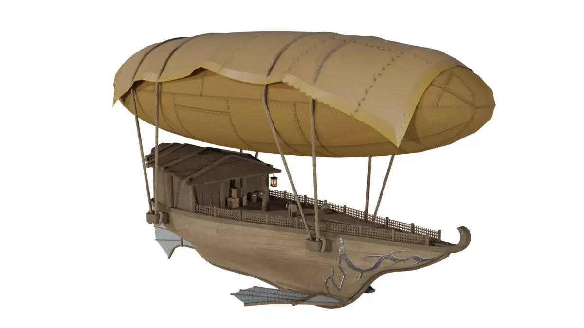 Fantasy Flying Ship Low-poly 3D model