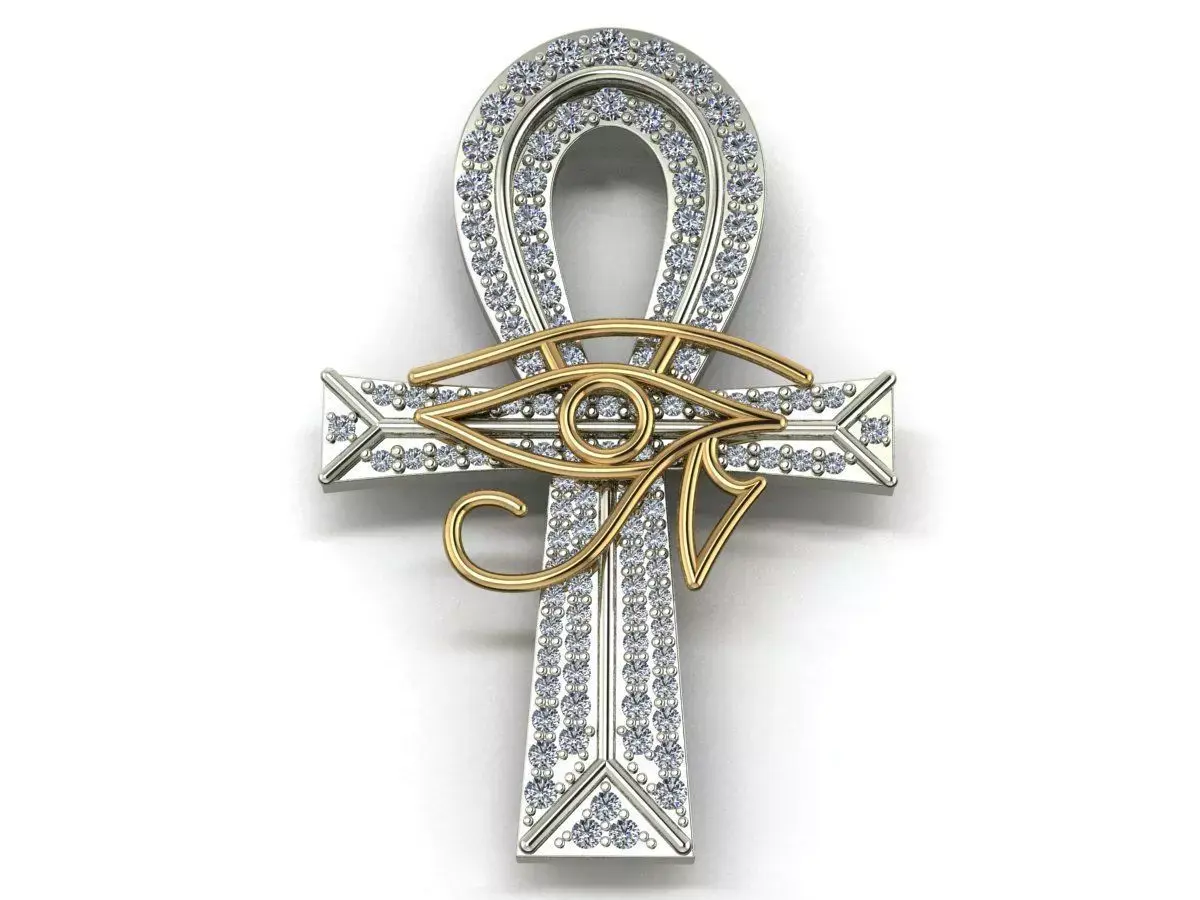 Horus eye ankh cross pendant 3D print model 3D print model