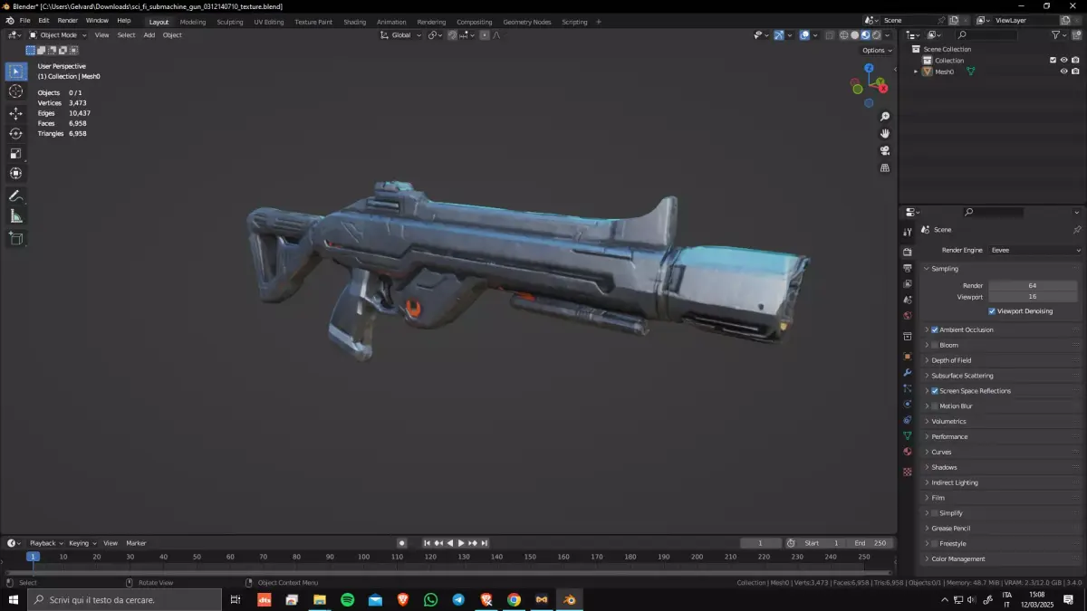 Sci-Fi SubMachine Gun 01 Low Poly Game Ready Asset Low-poly 3D model