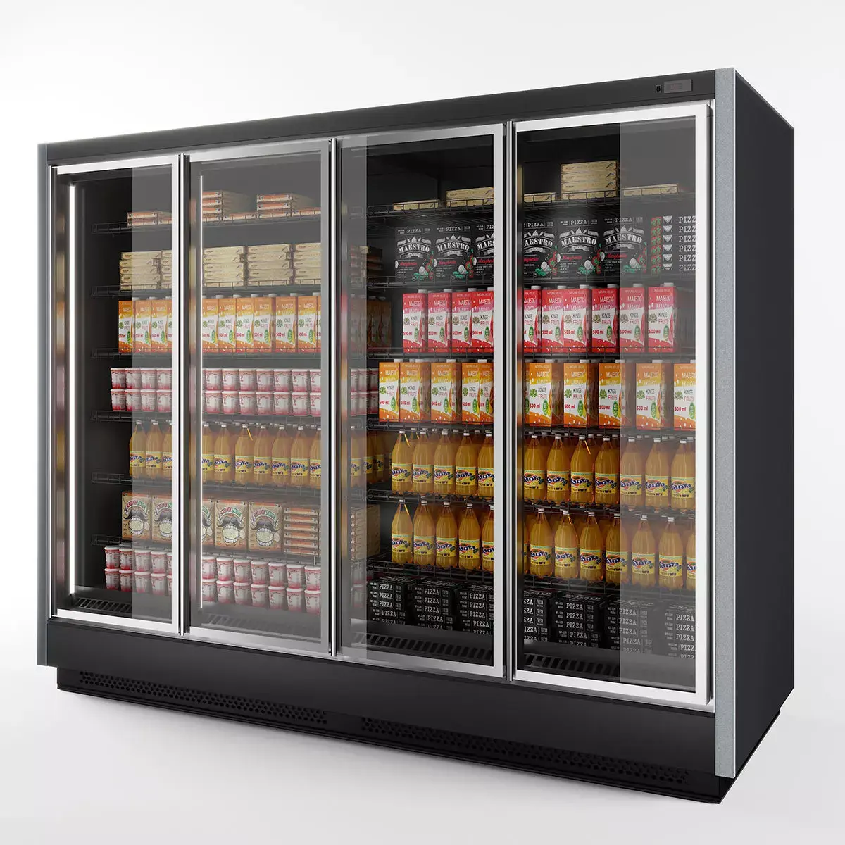 Vertical Glass Door Commercial Fridge 3D model