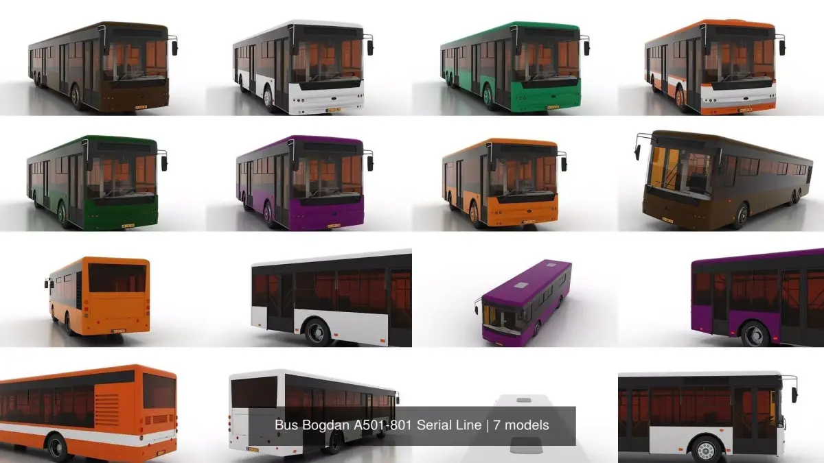 Bus Bogdan A501-801 Serial Line 3D Model Pack