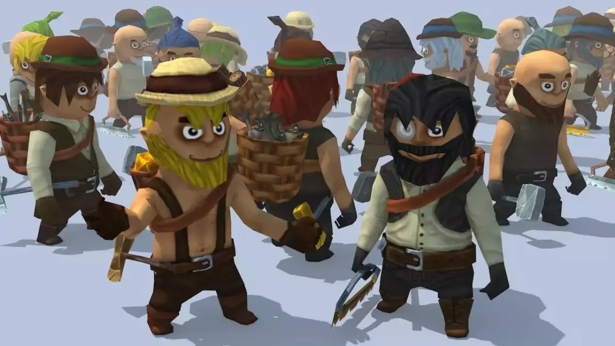 Different animated fantasy character  Low-poly 3D model