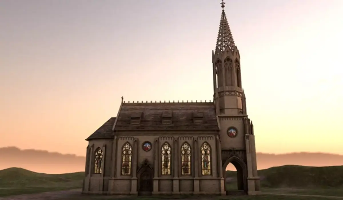 3D Church Model at sunset 3D model
