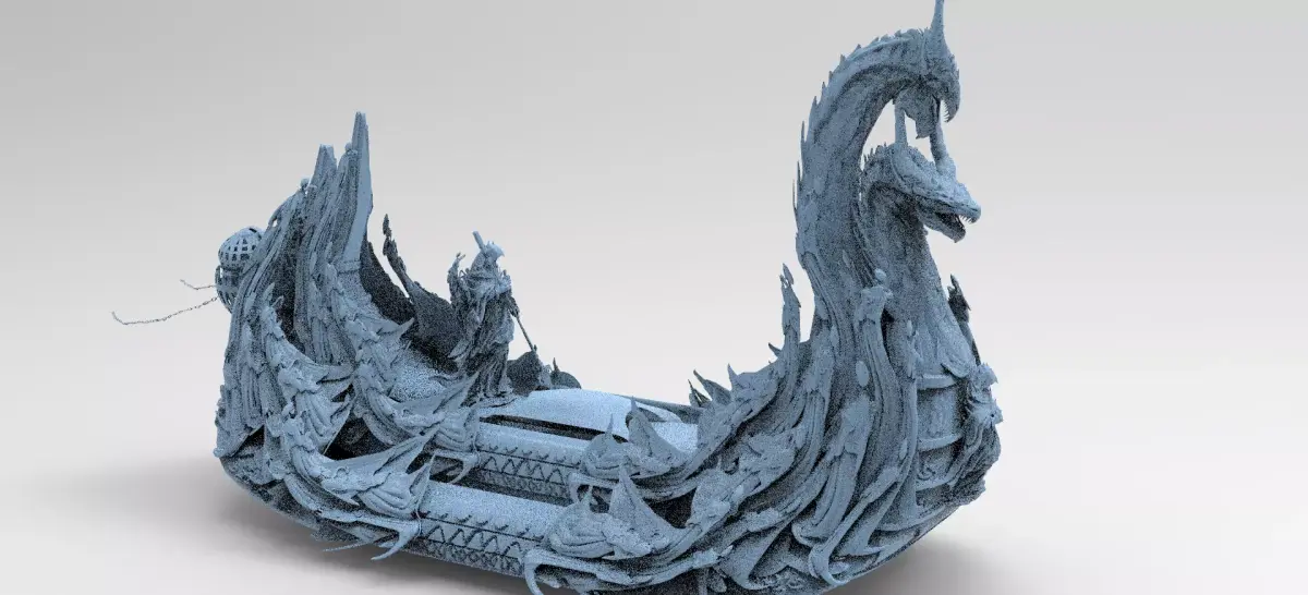 Kharon the Ferryman boat with ferryman  3D model