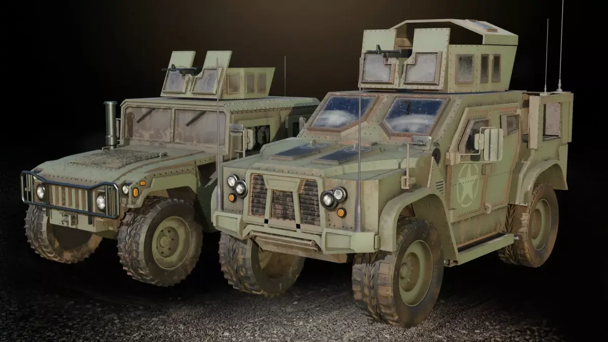 Military Humvee and L-ATV Low-poly 3D model