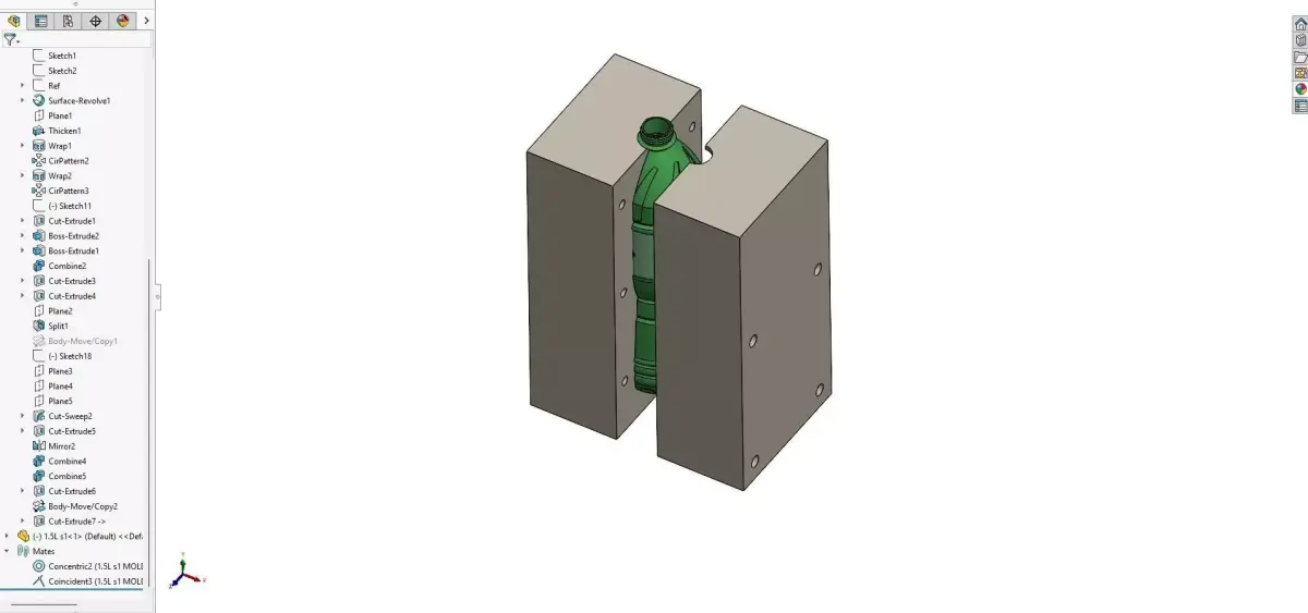 1500ml PET bottle and mould 3D model