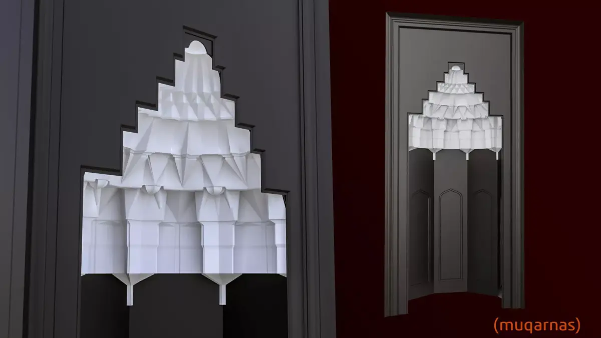 muqarnas door with curtains 3D model