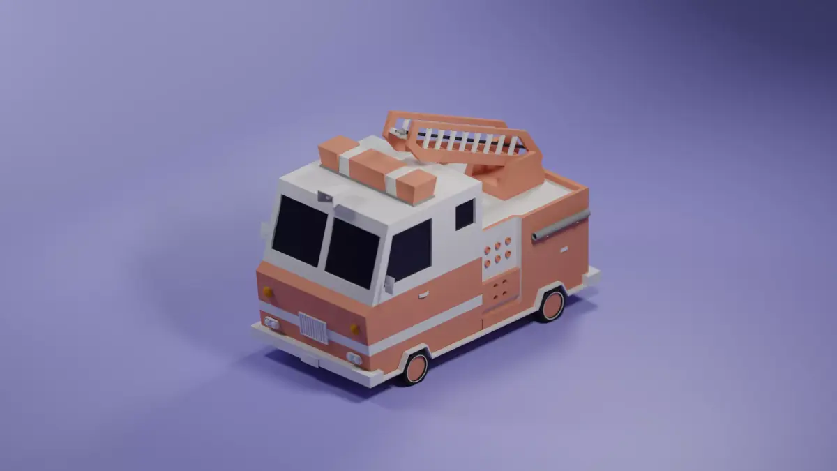 Firetruck paper fire truck Low-poly 3D model