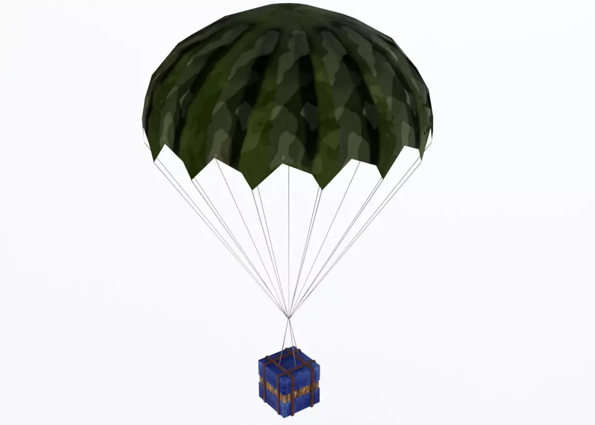 Airdrop block hanging from string Low-poly 3D model