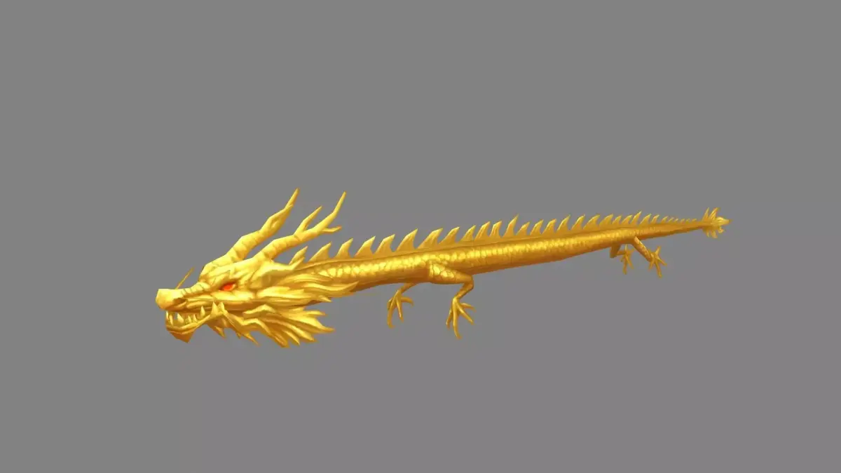 Cartoon Golden Dragon Low-poly 3D model