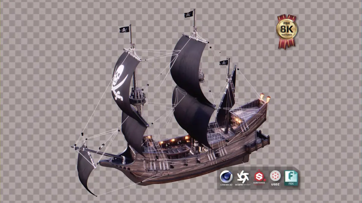 Pirate Ship Low-poly 3D model buy