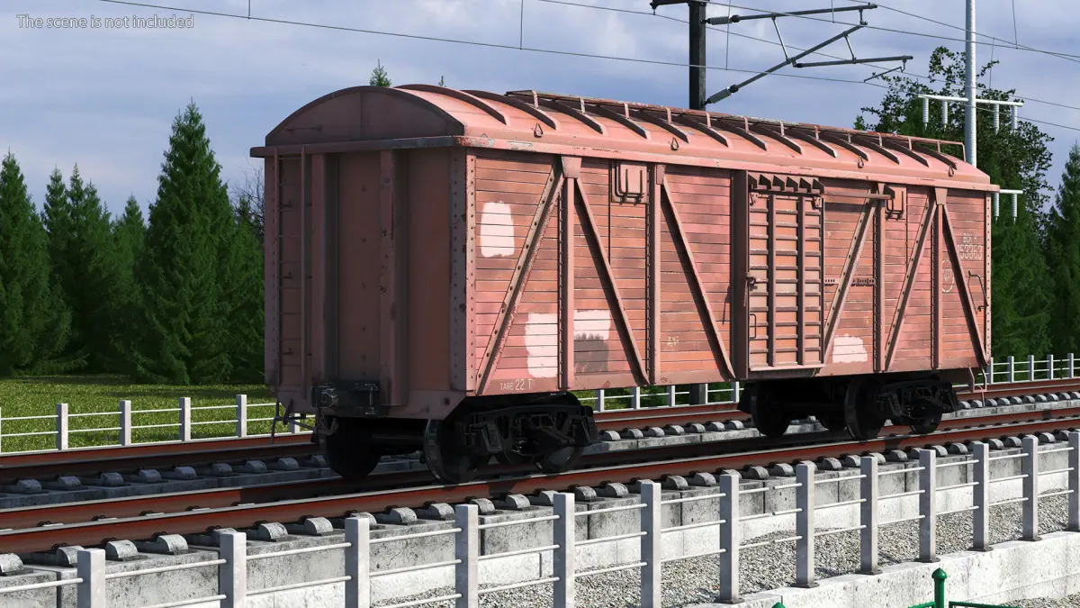 Worn Cargo Wagon Red 3D model