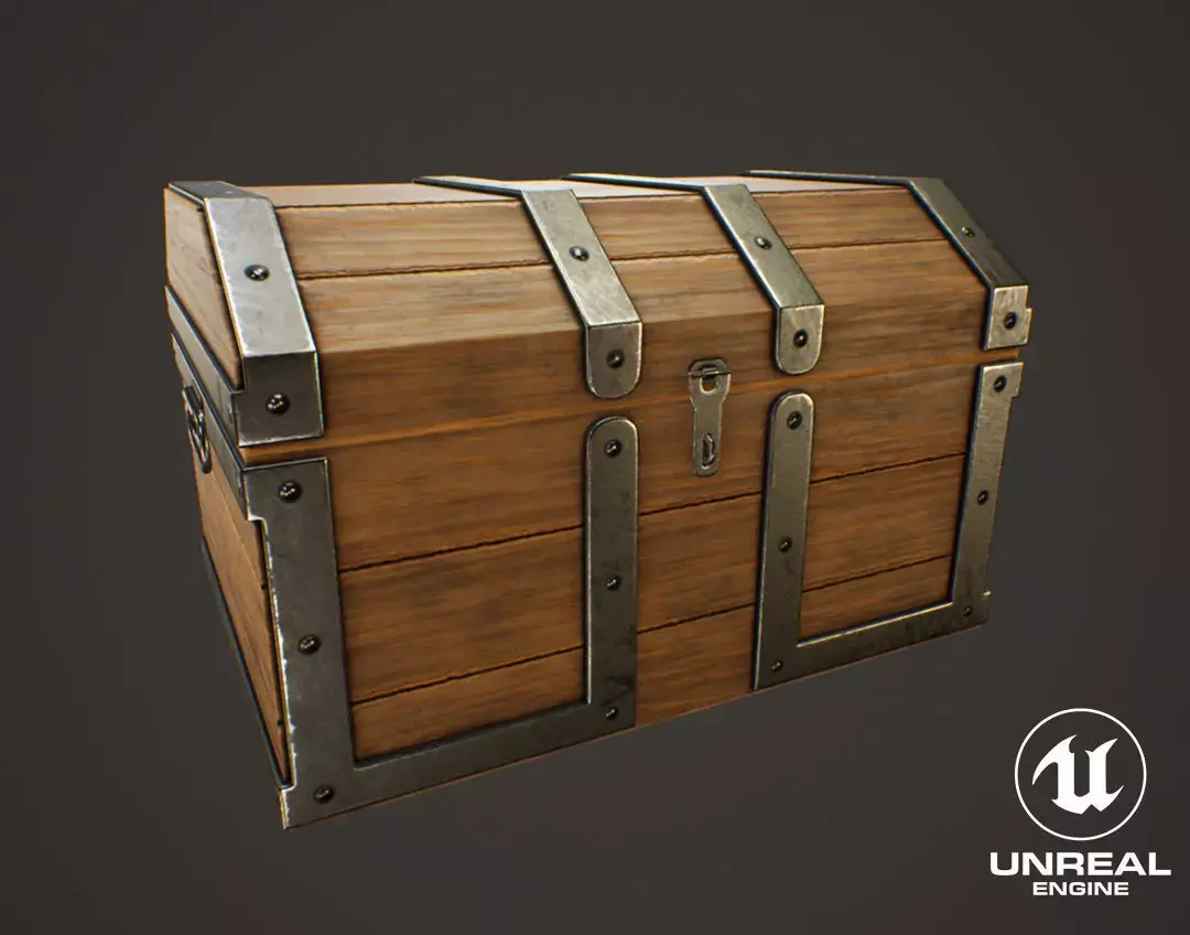 Medieval Treasure Chest - Wooden Chest II Low-poly 3D model