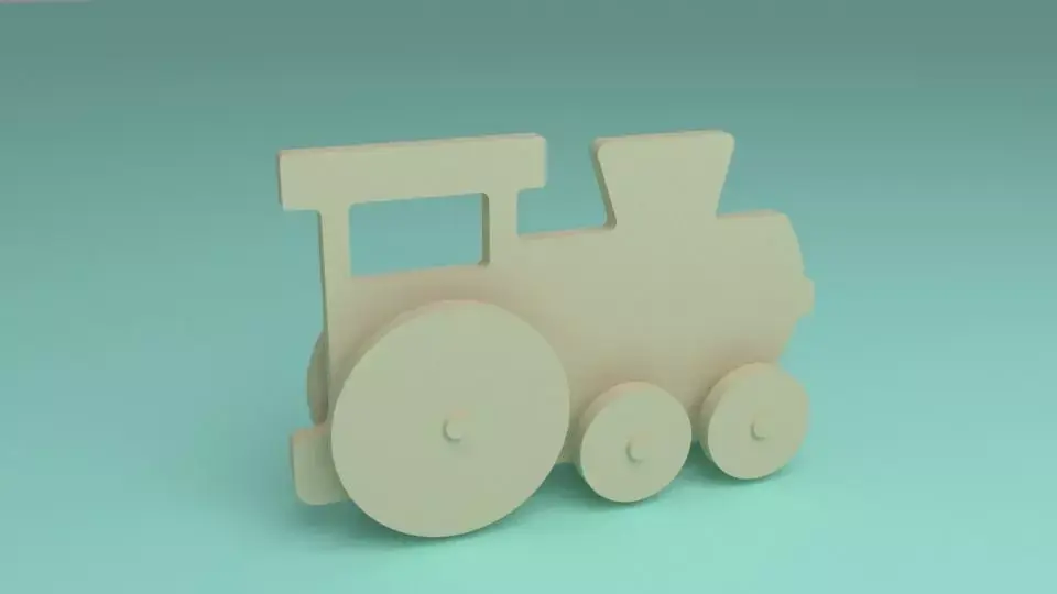 toy wooden train 2d 3D model