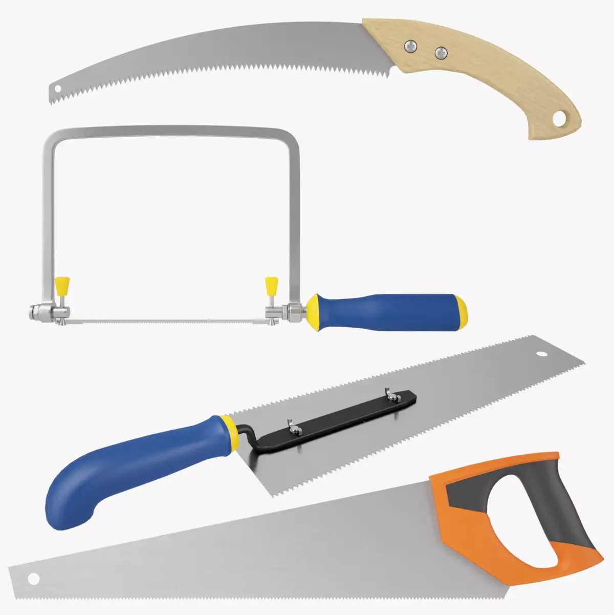 Saws Collection 3D Model frame with handles 3D model