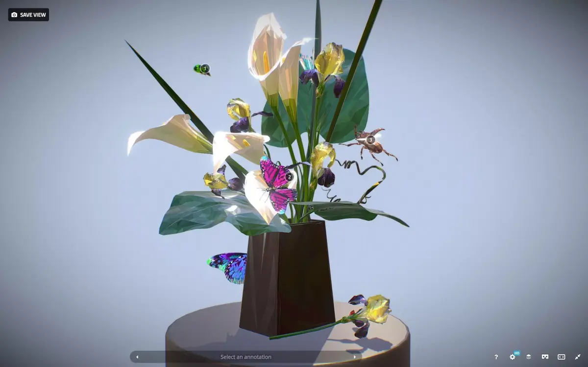 Bouquet Calla Iris Polygon art Low-poly 3D model