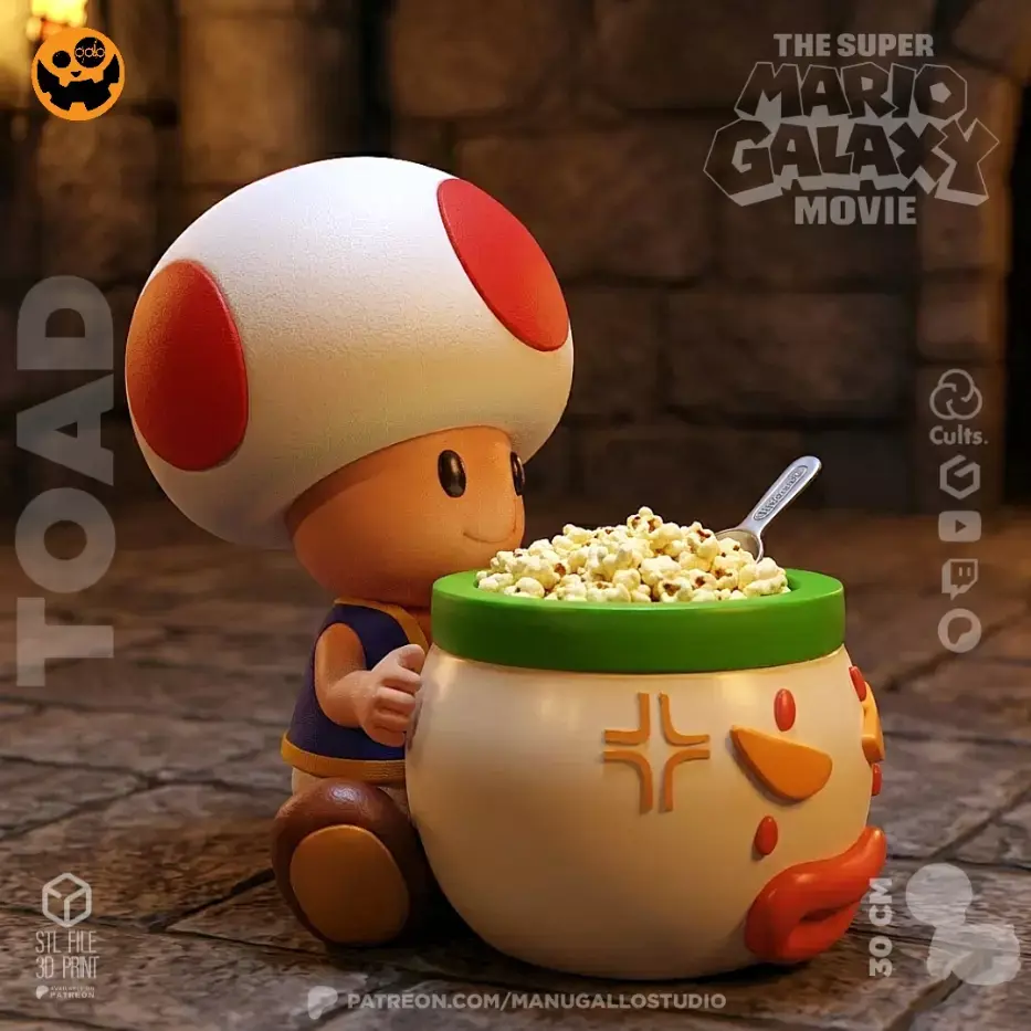 Toad eating popcorn 3D print model