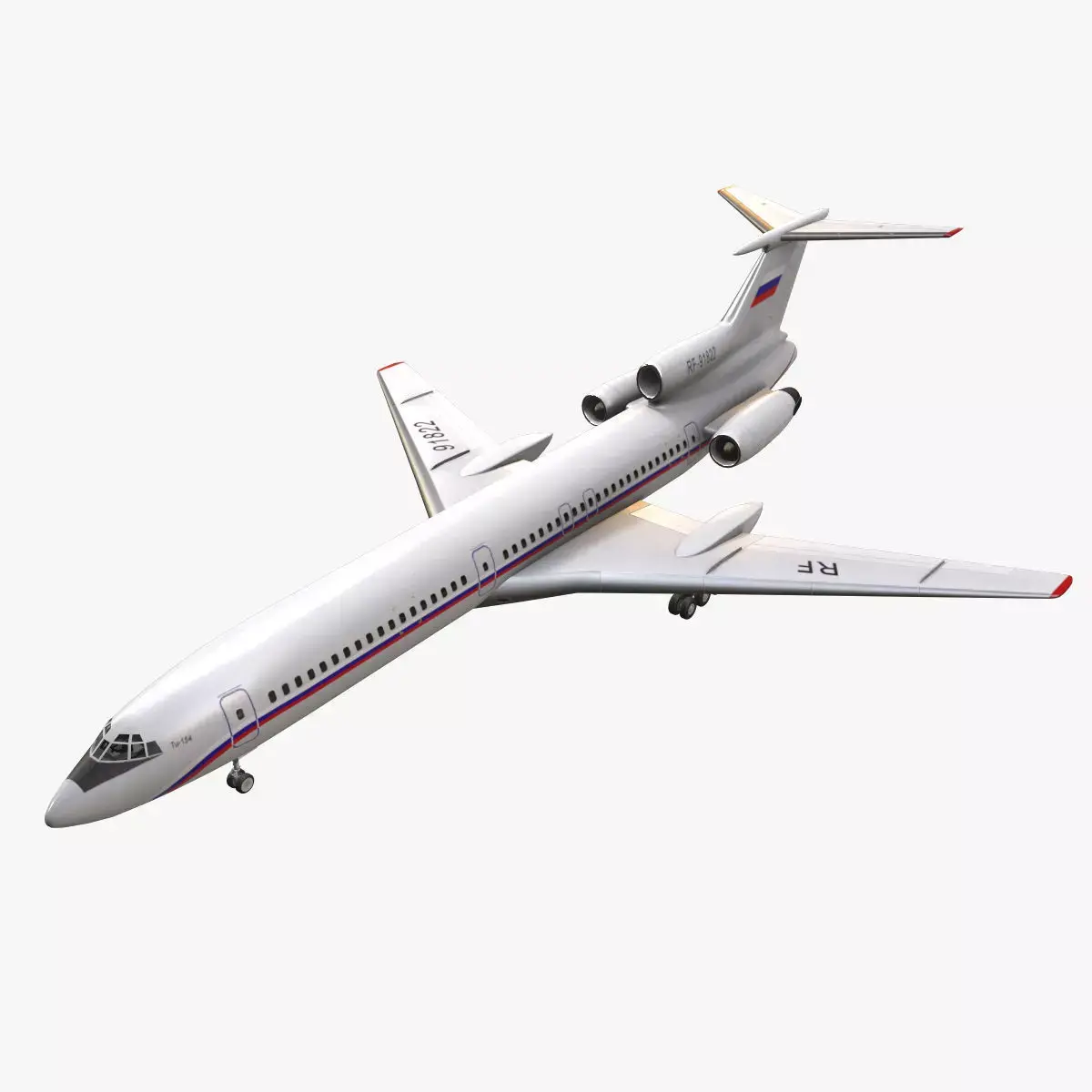 Tupolev Tu-154 Russia Animated Low-poly 3D model