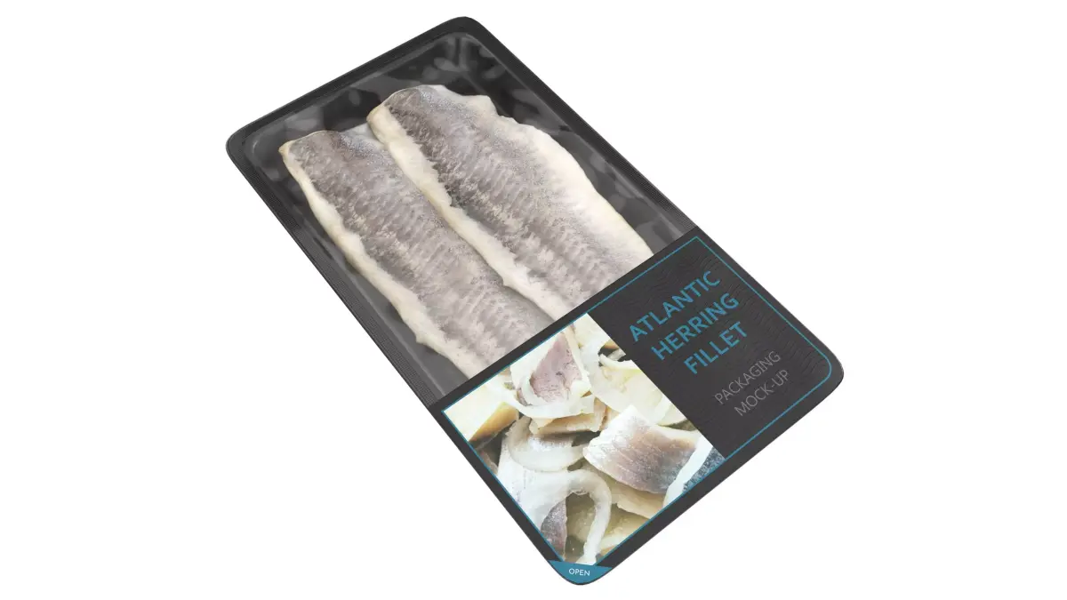 Herring fillet in packaging Low-poly 3D model