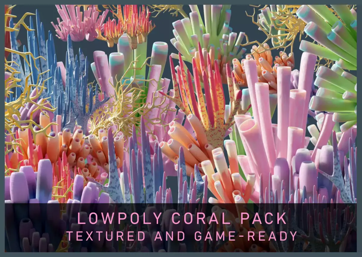 Lowpoly Coral Pack Low-poly 3D model