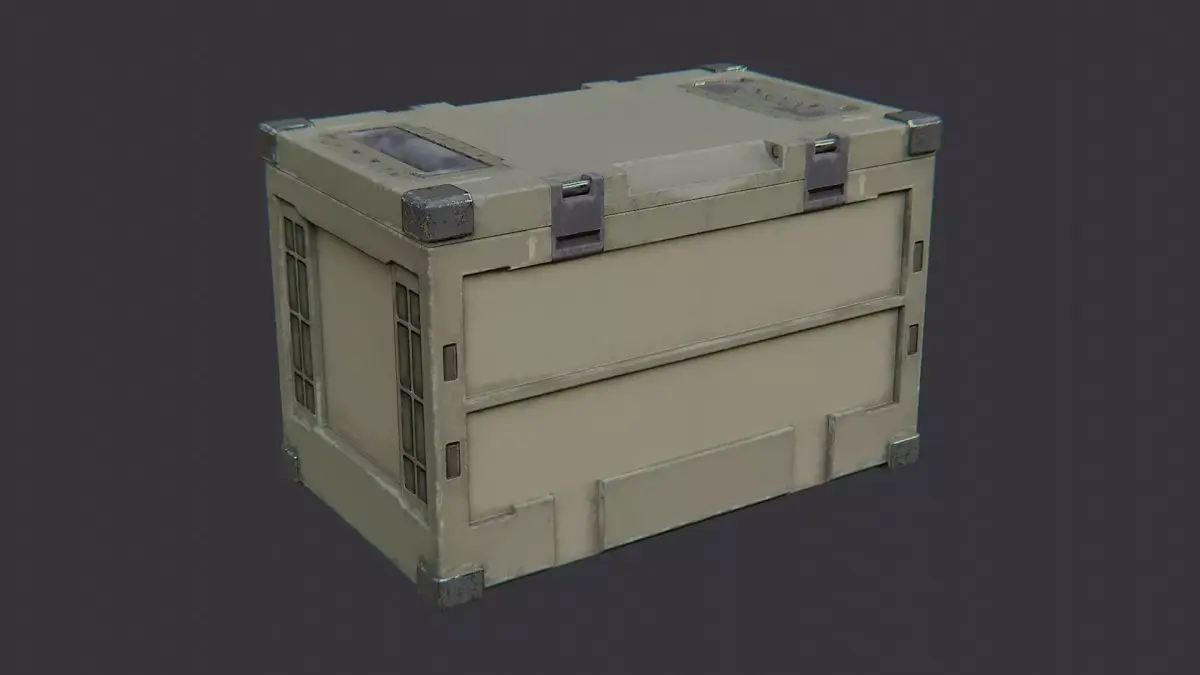 Olive Military Storage Container Low-poly 3D model