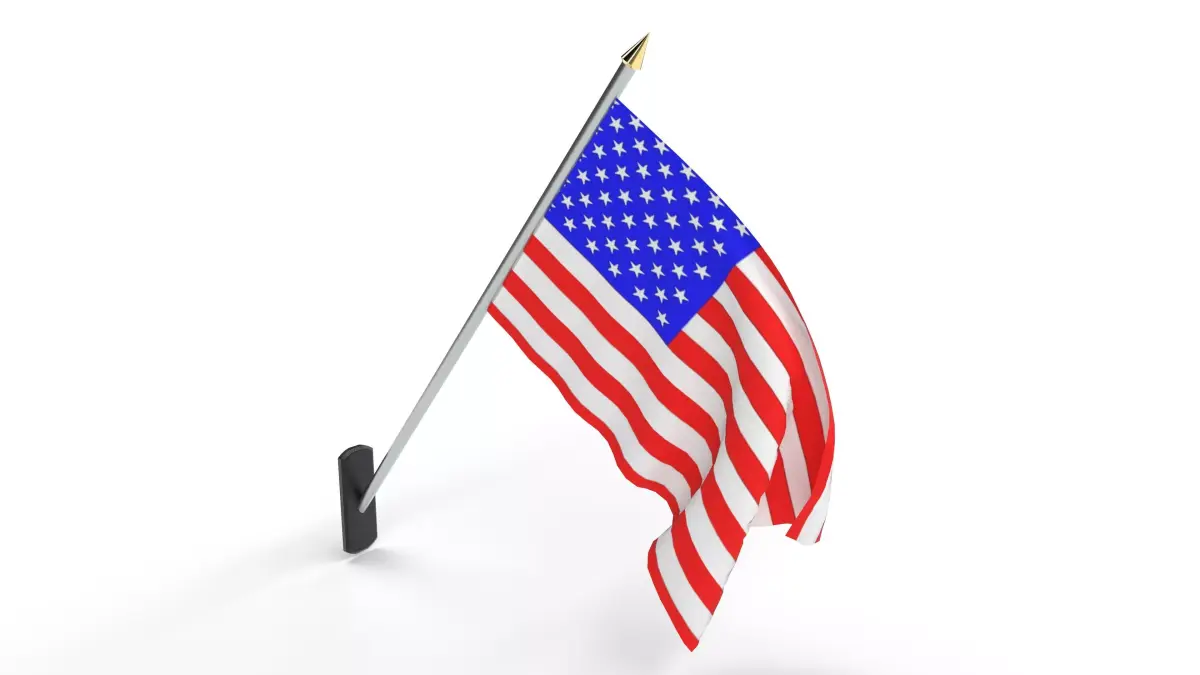 American Flag Pole Low-poly 3D model