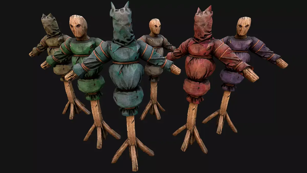 Medieval Wooden Punching Training Dummy Mannequin Low-poly 3D model
