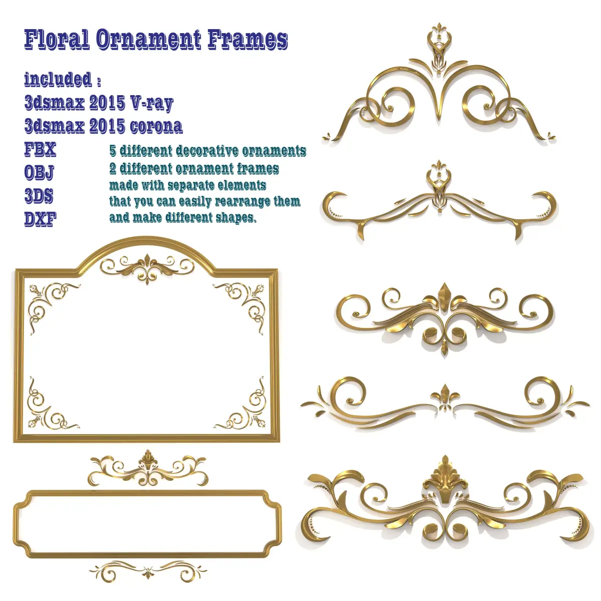 Floral Ornament Frames Free 3D model