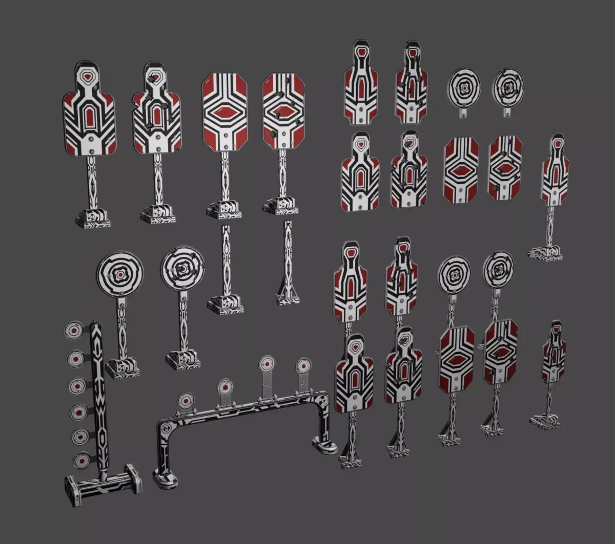 Target Shooting Set Low-poly 3D model