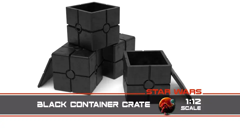 Star Wars black container crate 1-12 scale Blackseries 3D print model