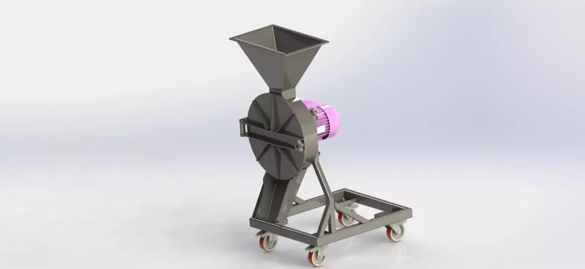 Feed grain and plant stalk crusher and grinder 3D model