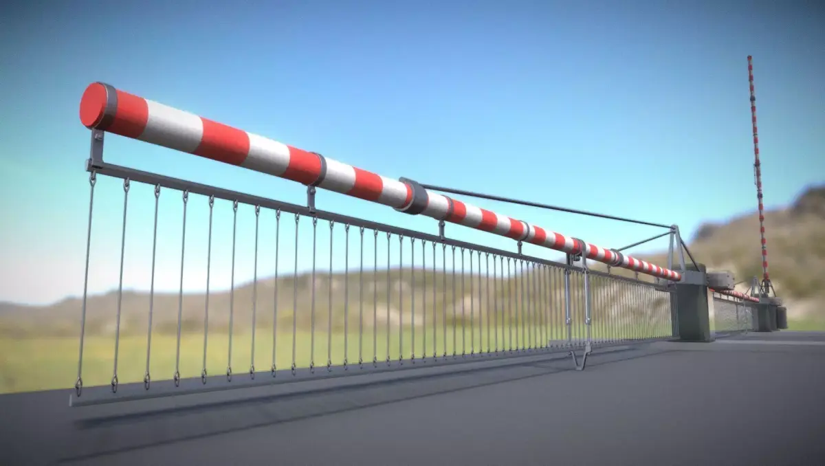 Low-Poly Railroad Barrier 8m Protective Grid Low-poly 3D model