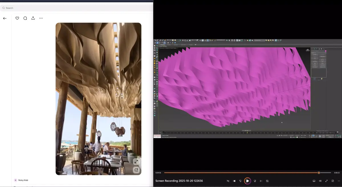 Wavy Fabric Ceiling 3ds Max Model  Free 3D model
